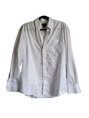 Men's Haggar Button Down Shirt Size M White with Black Dots